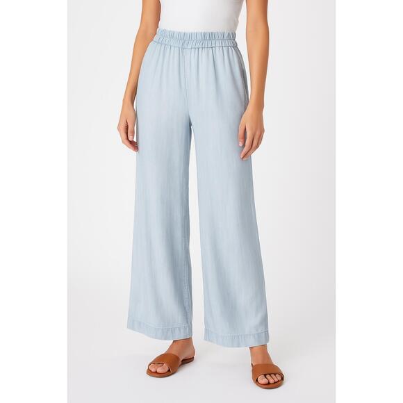 Bella Dahl Pants Womens Size Medium Light Blue WideLeg Elastic Waist Boho Resort - Picture 2 of 8